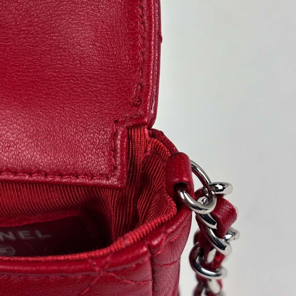 CHANEL Red Leather Logo Pouch - Picture 5 of 9